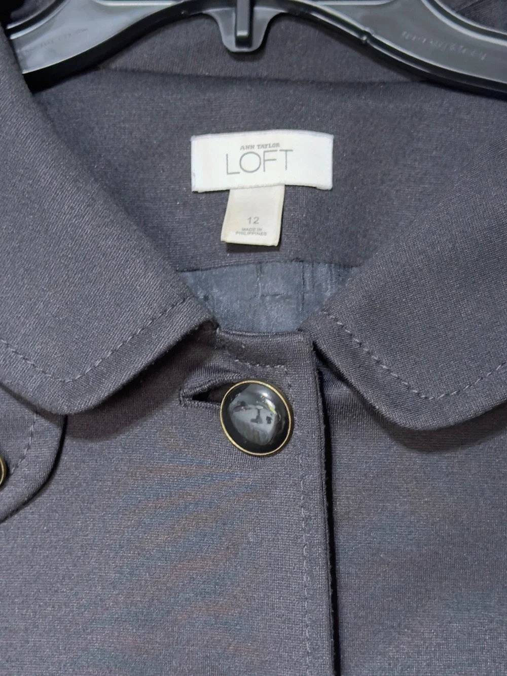 Ann Taylor LOFT Black Peacoat Jacket Women’s Size 12 Belted‎ Wool Blend Classic